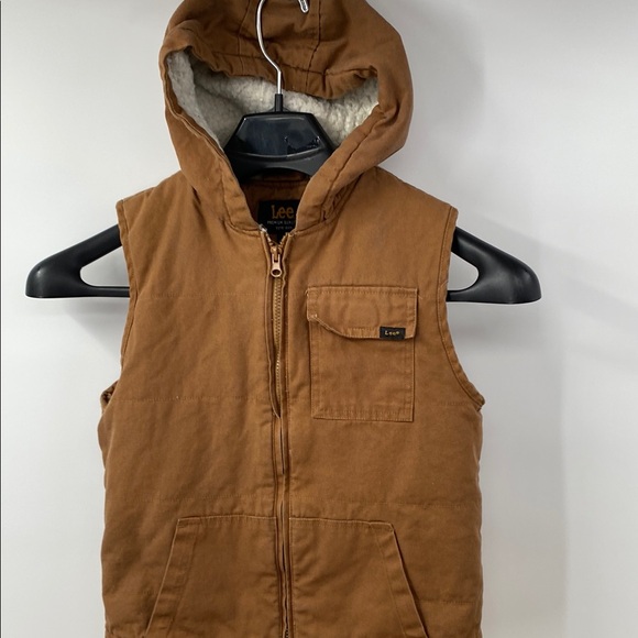 Lee Other - Lee Kids Brown Hooded Quilted Vest size 10/12 M